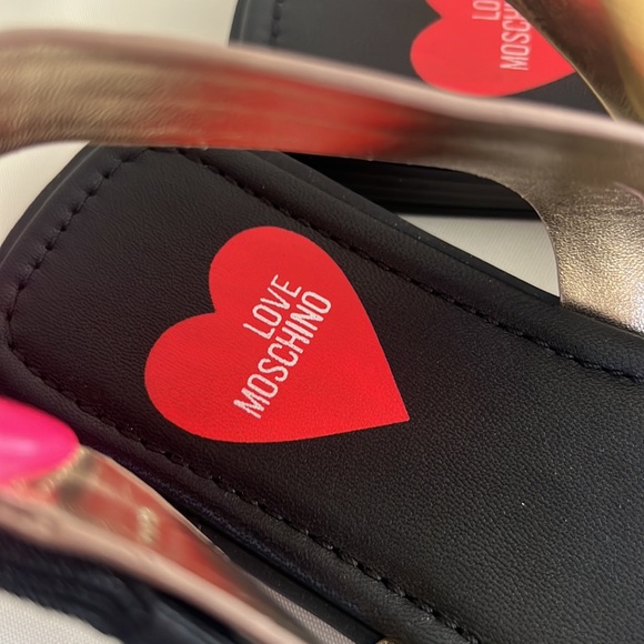 MOSCHINO flat sandals gold with ribbon - Picture 4 of 6